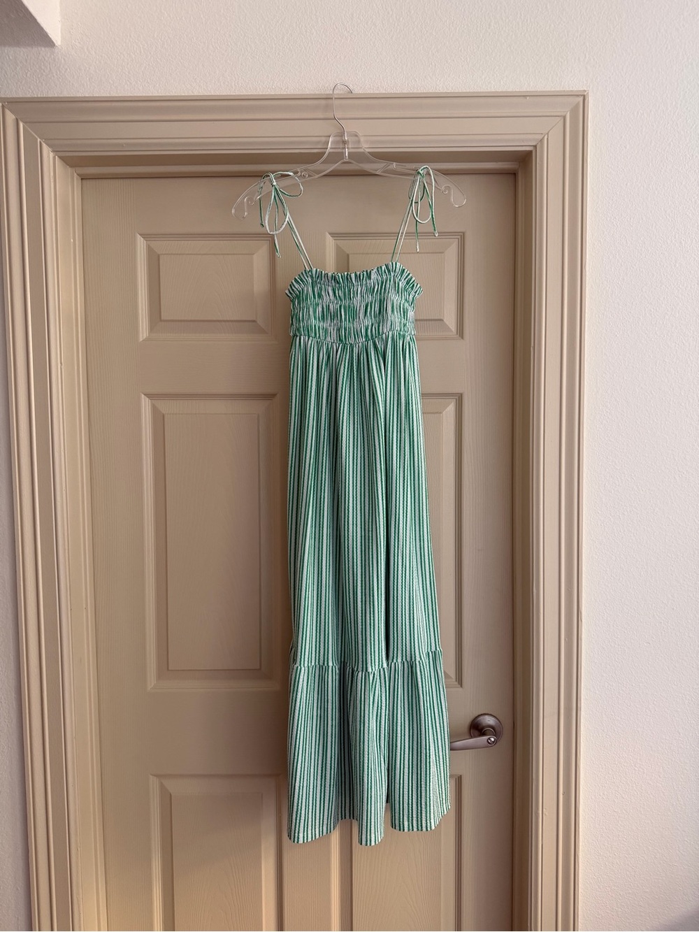 Bershka Green and White Striped Midi Dress